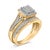 Contemporary 14K Yellow Gold Plated Sterling Silver 1/2 Cttw Diamond Square Cluster Bridal Set - Size 7 For Sale - Image 3 of 6