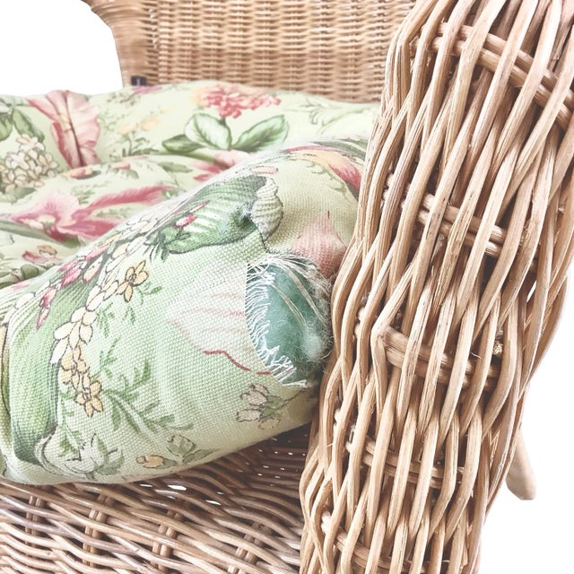 Vintage High-Back Woven Wicker & Rattan Armchair For Sale - Image 18 of 18