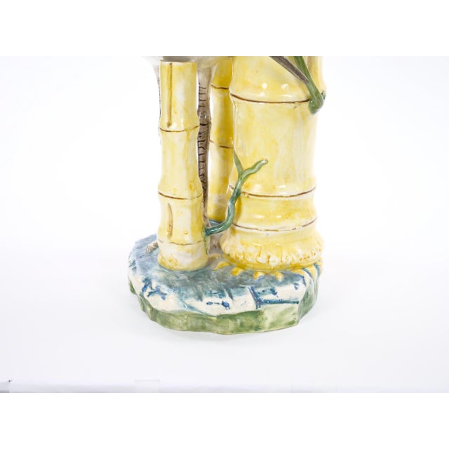 Mid-Century Modern Italian Hand-Painted Majolica Heron Figurative Sculpture For Sale - Image 11 of 14