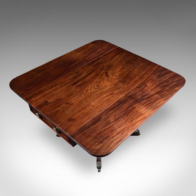 Wood Large Antique Pembroke Table, English, Drop Leaf, Dining Table, 4 Seat, Regency For Sale - Image 7 of 12