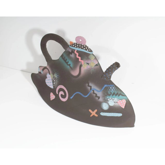 Contemporary Postmodern Studio Pottery Teapot Sculpture Signed by Artist Madeline Kaczmarczyk For Sale - Image 3 of 8