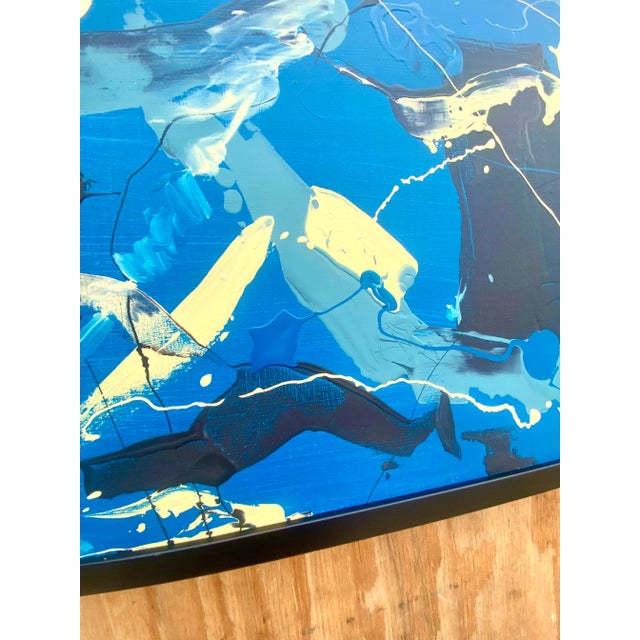 Royal Blue Contemporary Abstract Original Oil Painting Signed D. Batt For Sale - Image 8 of 9