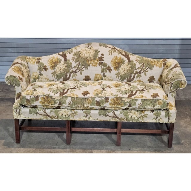 Chippendale Late 20th Century Kittinger Historic Newport Mahogany Sofa With Bergamo Upholstery Gilted Age Ri For Sale - Image 3 of 8