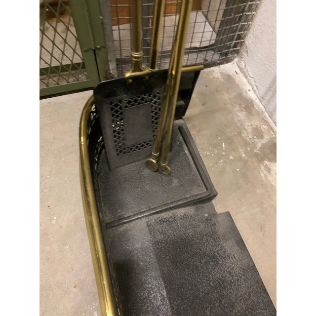 Art Nouveau Vintage Art Nouveau Brass Fireplace Set For Sale - Image 3 of 13