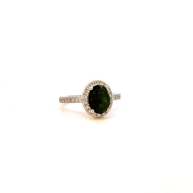 Green Natural Tourmaline Diamond Ring 7 14k WG 8.27 TCW Certified For Sale - Image 8 of 12