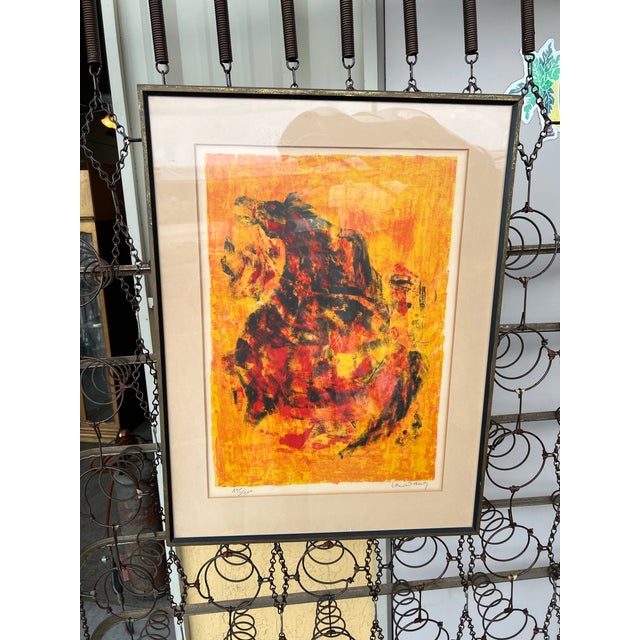 Mid 20th Century Equestrian Horse Abstract Original Print Signed by Lebadang, Framed For Sale - Image 4 of 7