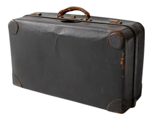 Vintage Black Leather Suitcase