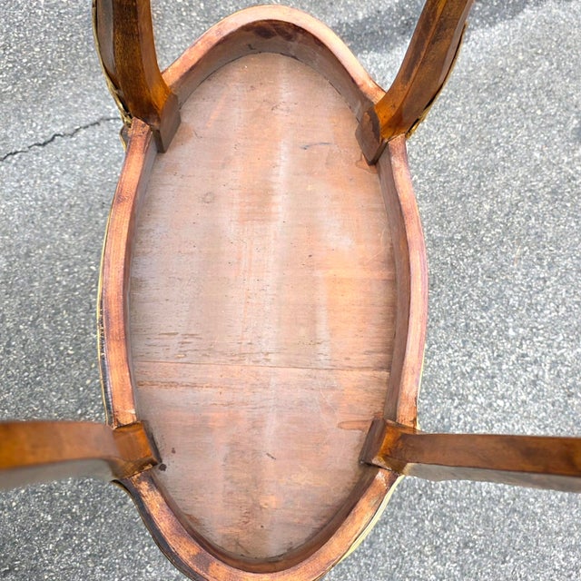 Antique 19th Century Pair of Louis XV Style Marquetry Side Table With Gilt Bronze Accents For Sale - Image 9 of 13