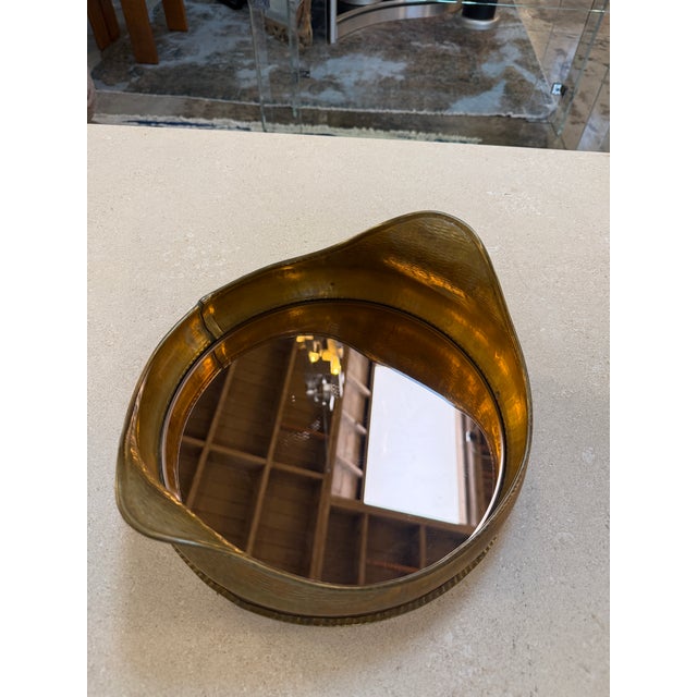 1970s Italian Hammered Brass Organic Mirror Tray, 1970s For Sale - Image 5 of 6