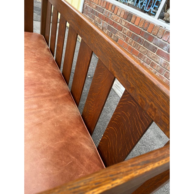 Early 20th Century L. & j.g. Stickley Model 216 Mission Oak Settle – Signed – 72” For Sale - Image 10 of 18