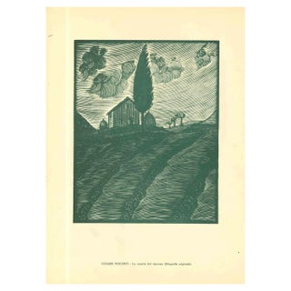 Cesare Vincenti, La Casetta, Woodcut, Early 20th Century For Sale