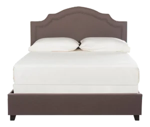 Upholstered Bed in Dark Taupe & Brass - Queen