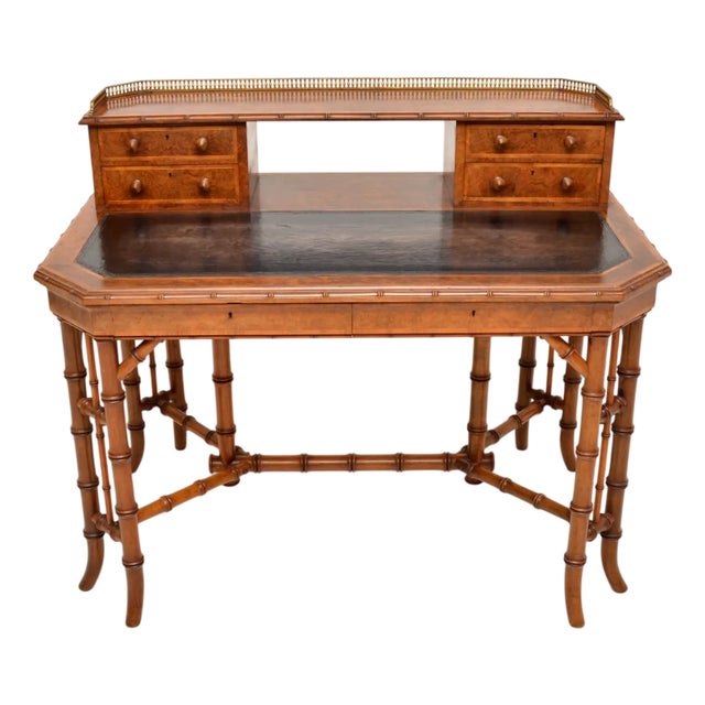Burr Walnut Writing Desk from Howard & Sons, 1860s For Sale