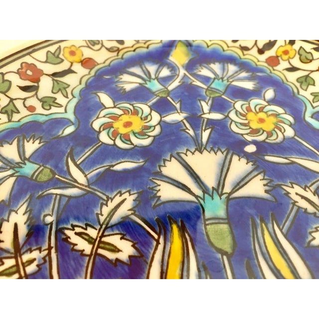 Moorish Floral Design Polychrome Hand Painted Ceramic Decorative Plate For Sale - Image 4 of 12
