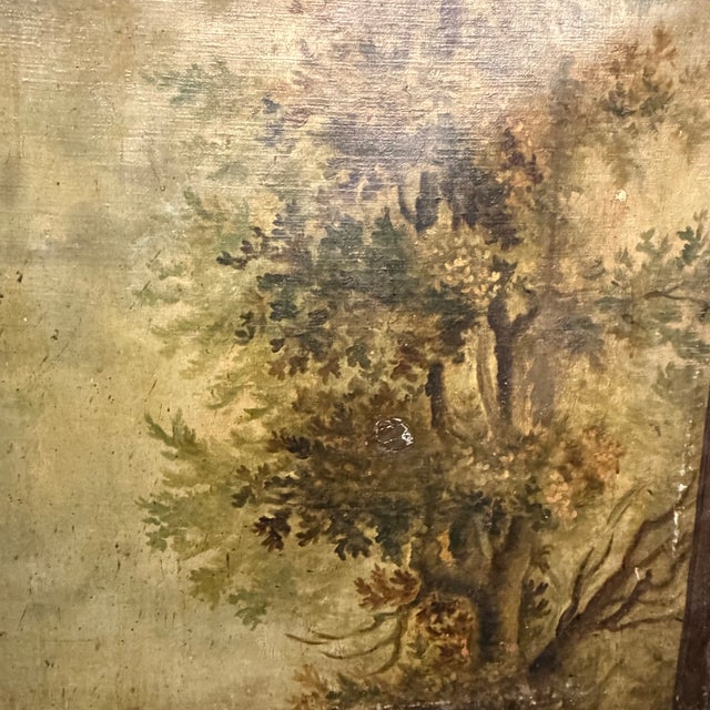 Antique French Painted Screen Depicting Three Figural Landscape Scenes For Sale - Image 9 of 15