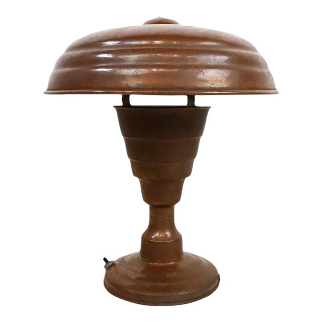 Circa 1920s Art Deco Cooper Table Lamp For Sale
