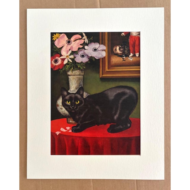 Realism Vintage 1965 Girard Goodenow Cat Print in 16x20 Mat, Ready to Frame: Manx, EUC For Sale - Image 3 of 3