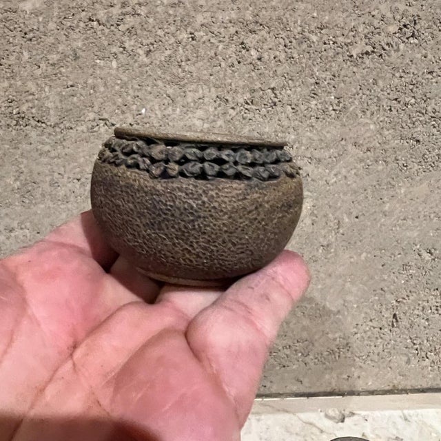 Brown Vintage Art Pottery Sculptural Lidded Vessels Signed For Sale - Image 8 of 12