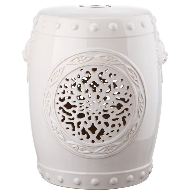 Drum Garden Stool in Cream For Sale - Image 4 of 4