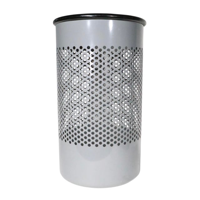 Metal 1980s Post Modern Waste Basket Trash Can Designed by Barbieri and Marianelli for Rexite Milano For Sale - Image 7 of 12