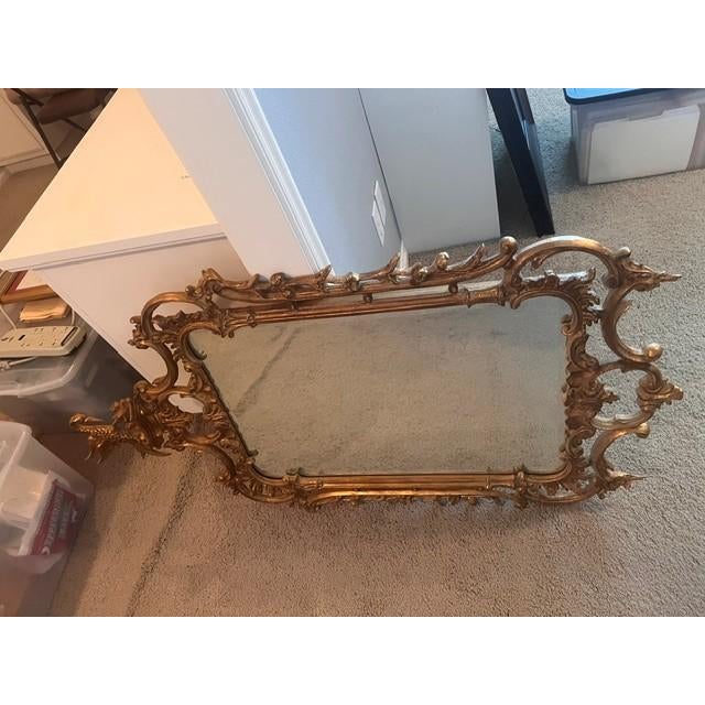 Phoenix Chippendale Rococo Style Gilt Wall Mirror For Sale - Image 4 of 4