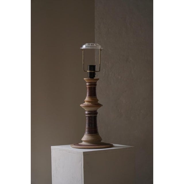 Brown Mid-Century Scandinavian Ceramic Table Lamp attributed to Tue Poulsen, Denmark, 1970s For Sale - Image 8 of 18