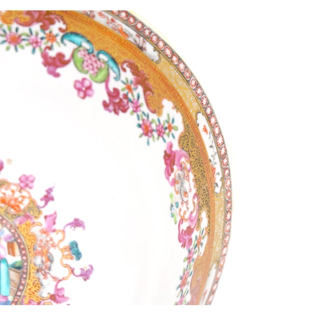 Mid 18th Century Antique 18th Century Chinese Export Porcelain Famille Rose Punch Bowl For Sale - Image 5 of 14