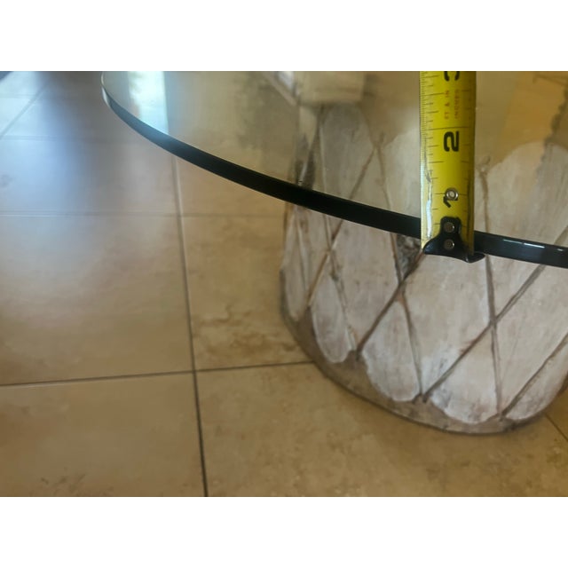Vintage Native American Indian Wood Rawhide Stretched Leather Drum and Glass Coffee Table For Sale - Image 12 of 12