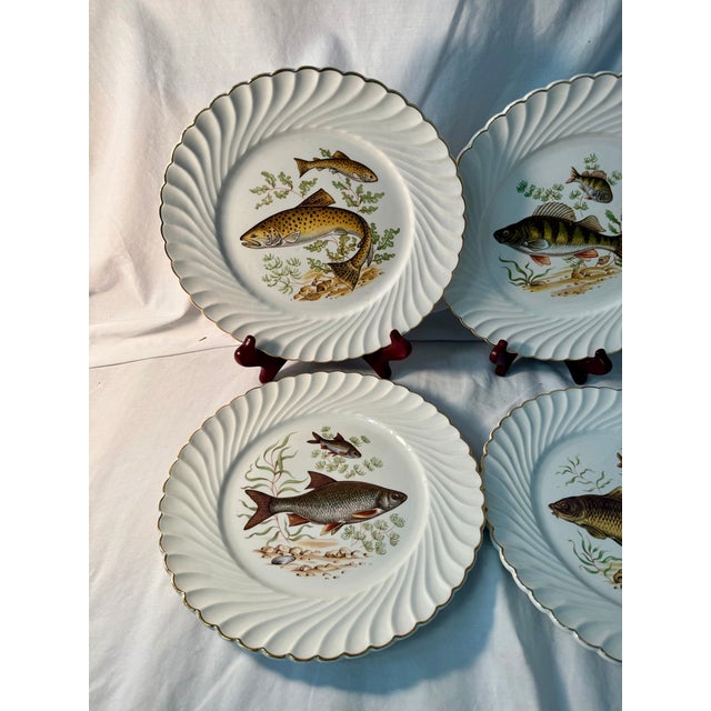 Mid 20th Century Vintage, French, Luneville, Ceramic Fish Plates - Set of 4 For Sale - Image 5 of 11
