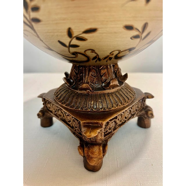 Metal Vintage Regency Hand Painted and Gilt Footed Urn Trinket Box For Sale - Image 7 of 8
