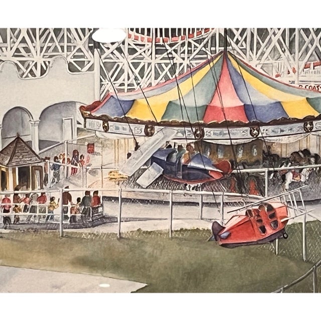 Vintage framed art print titled "The Columbia Gardens" by Montana artist Laurel Egan. Depicts the iconic amusement park...