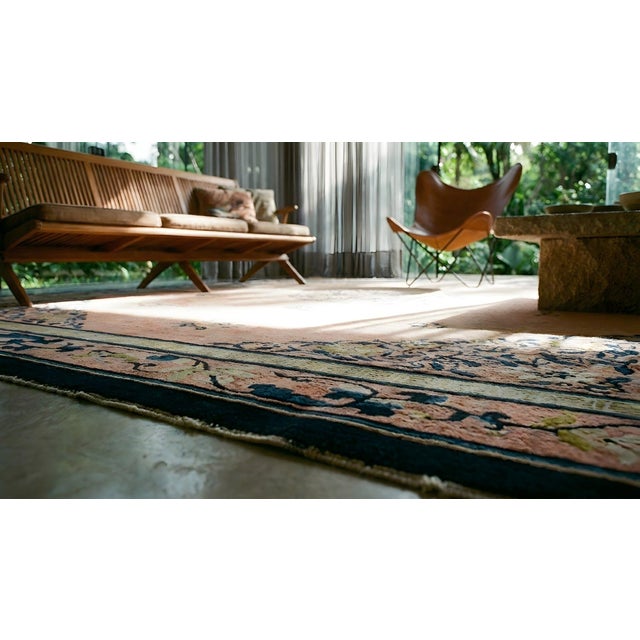 Beautiful Salmon Gound Color With Medallion/Crest Design Antique Chinese Peking Rug For Sale - Image 11 of 12