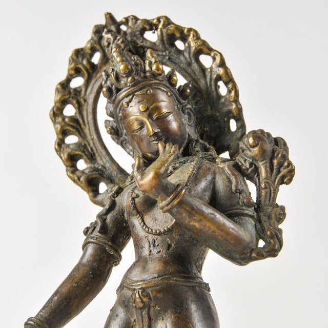 Antique Bronze Goddess Bodhisattva Tara 9.75" Tall For Sale - Image 17 of 18