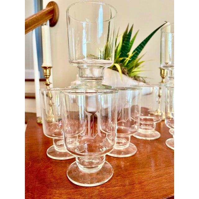 Mid 20th Century “n” Etched Glasses- Set of 4 For Sale - Image 4 of 7