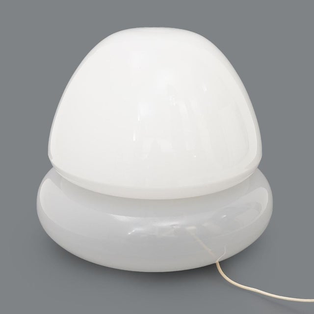 White Table Lamp with Double Murano Glass Diffuser, 1970s For Sale - Image 8 of 13