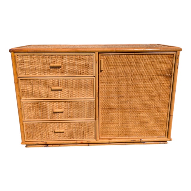 Vintage Wicker Sideboard, 1970s For Sale