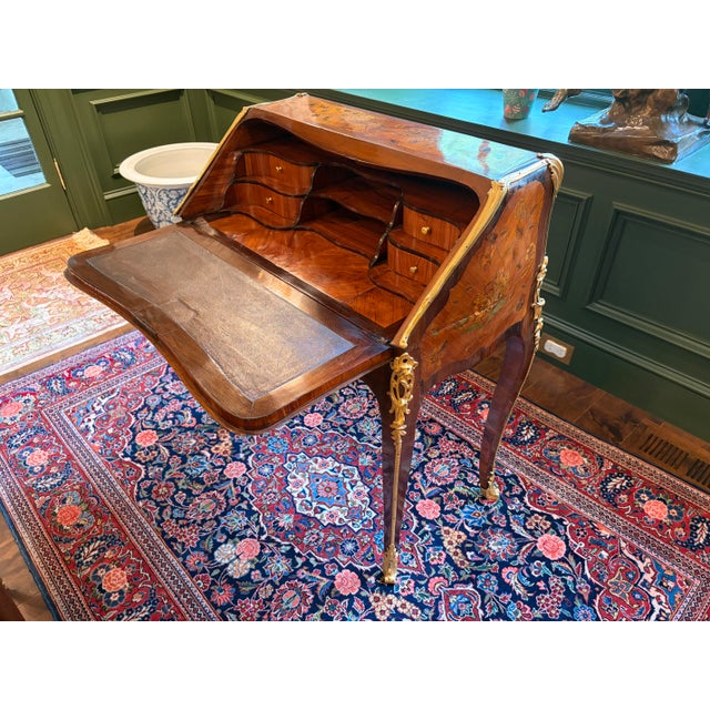 Mid 18th Century Louis XV Bronze-Mounted Parquetry and Marquetry Bureau a Pente Secretaire For Sale In Philadelphia - Image 6 of 12