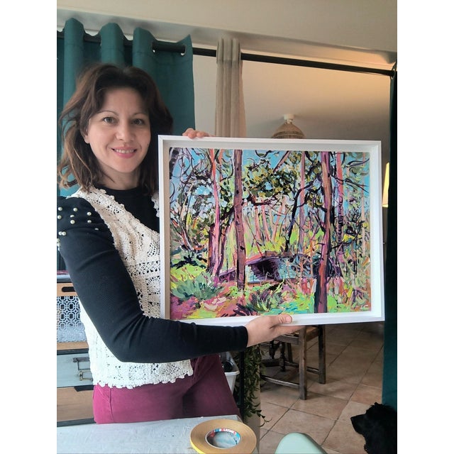 Linda Clerget, Meet in the Forest, Acrylic, Framed For Sale - Image 4 of 12