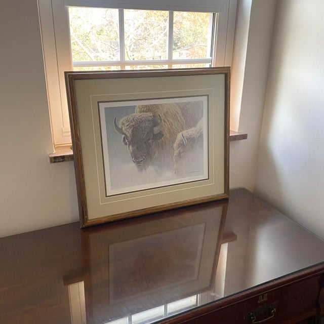Late 20th Century Robert Bateman "Wood Bison" Lithograph Framed, Signed For Sale - Image 9 of 11