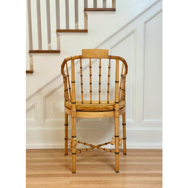 1960s Baker Furniture Faux Bamboo & Cane Tub Armchair For Sale - Image 10 of 12