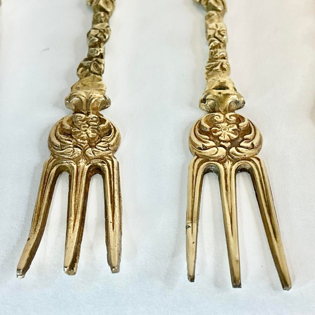 Antique Italian Baroque Art Nouveau Serving Utensils, Butter Knives and Relish Forks - Set of 4. For Sale - Image 6 of 10