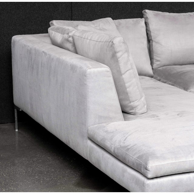 B&b Italia Gray Suede Upholstered Sectional Sofa For Sale - Image 9 of 14