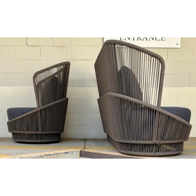 Taupe Outdoor Modern Taupe and Gray Azzurro Sofa and Chair Set of 2 For Sale - Image 8 of 10