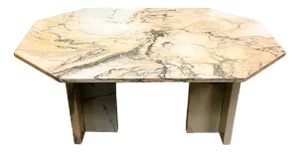 Italian Blush Pink Octogonal Marble Dining Table, 1970s
