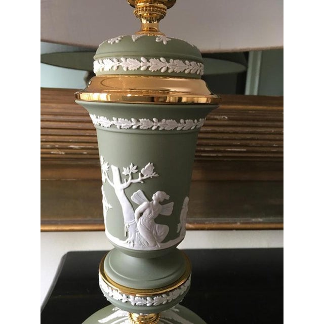 1970s Postmodern Green Porcelain and Brass Table Lamp, Italy, 1970s For Sale - Image 5 of 18