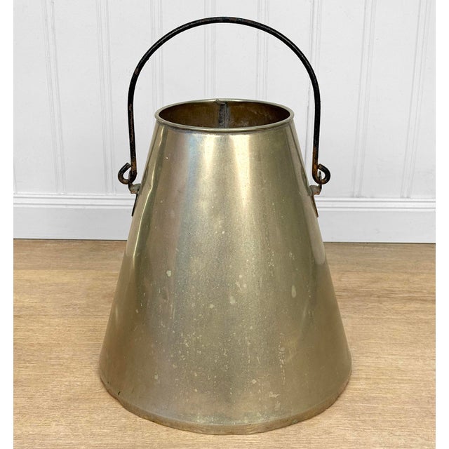 Farmhouse Antique Farmhouse Nickel Plated Brass Conical Cone Milking Can For Sale - Image 3 of 11
