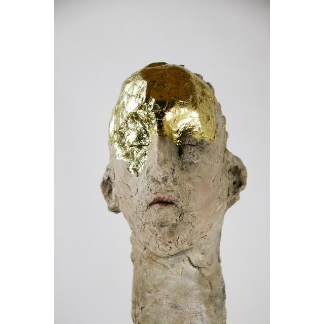 Early 21st Century Figurative Mixed Media Bust Sculpture in Ceramic Oxides and Carved Fir by Óscar Aldonza Torres, 2021 For Sale - Image 5 of 16