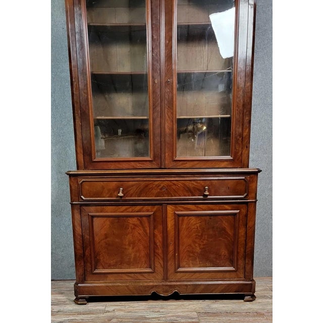 Louis Philippe Mahogany Display Bookcase with Secretary, 1830 For Sale - Image 9 of 13
