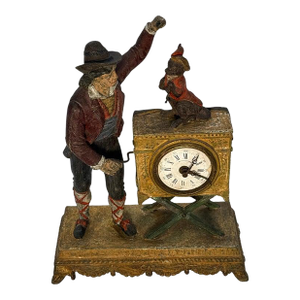 19th Century Tole Organ Grinder With Monkey Clock