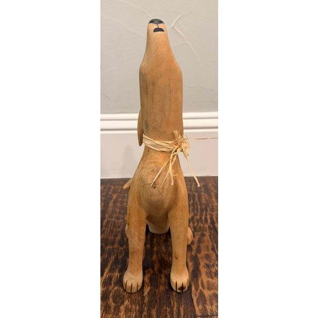 Mid 20th Century Max Alvarez Signed New Mexico Folk Art Carved Wood Coyote Sculpture For Sale - Image 5 of 10